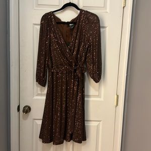 Chocolate brown sequined DKNY dress.